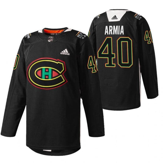 Montreal Canadiens #40 joel-armia-black-black-history-night-2022-warmup-jersey