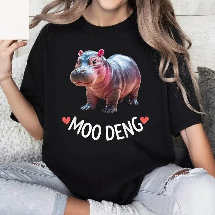 Moo Deng Bouncy Pig in Thai Picture The Cute Baby Hippo T-Shirt, Moo Deng Shirt Hoodie, Sweatshirt | WearSparks.com