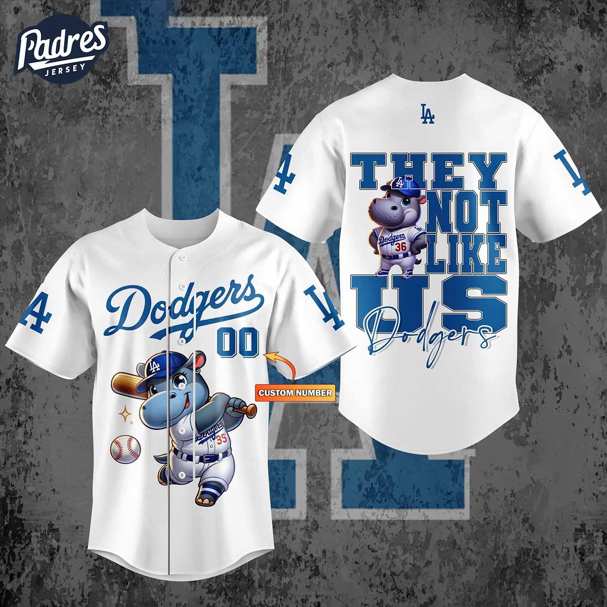Moo Deng Los Angeles Dodgers Baseball Jersey Style - Padres Jersey Oasis: Elevate Your Baseball Style Game... (Image 1)