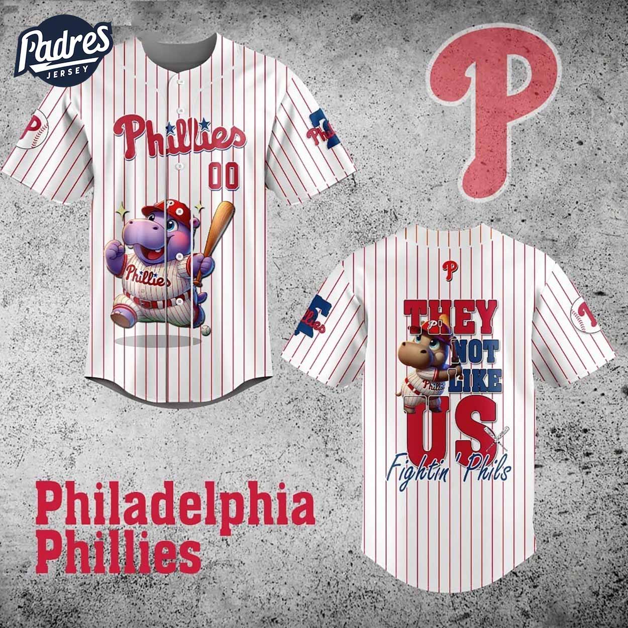 Moo Deng Philadelphia Phillies They Not Like US Baseball Jersey Style - Padres Jersey Oasis: Elevate Your... (Image 1)