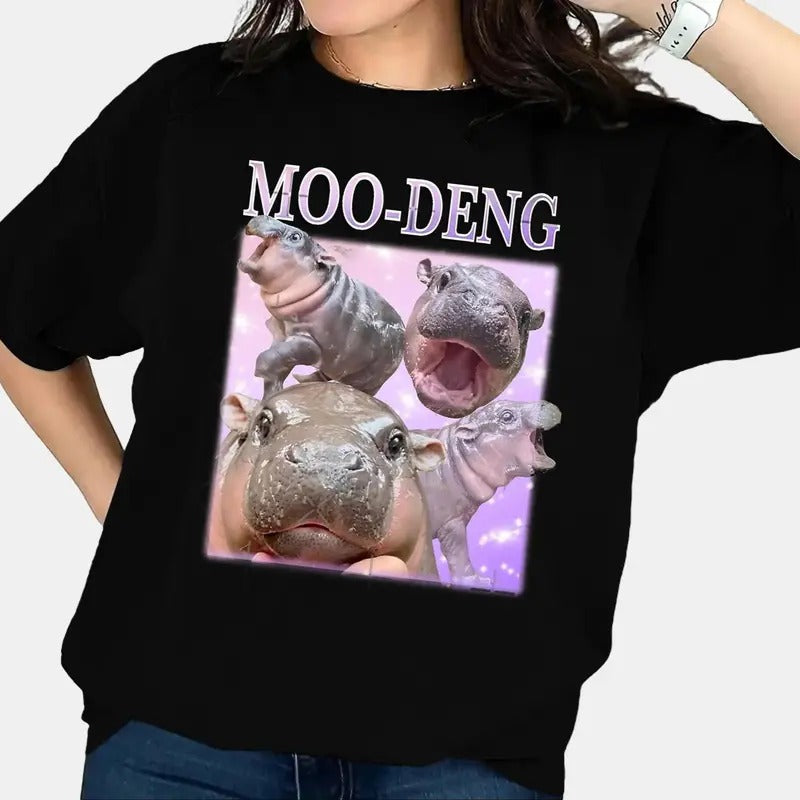Moo Deng TShirt, Moo Deng Baby Hippo Tee, Zoo Baby Hippo, Baby Pygmy Hippo Moo Deng Shirt, Unisex Tee for Men and Women...