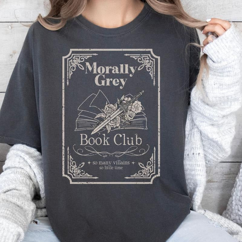 Morally Grey Book Club  Short Sleeve Shirt, Bookish Dark Romance Tee, Booktok Merch, Book Lover Gift, Smut Reader Tshirt...
