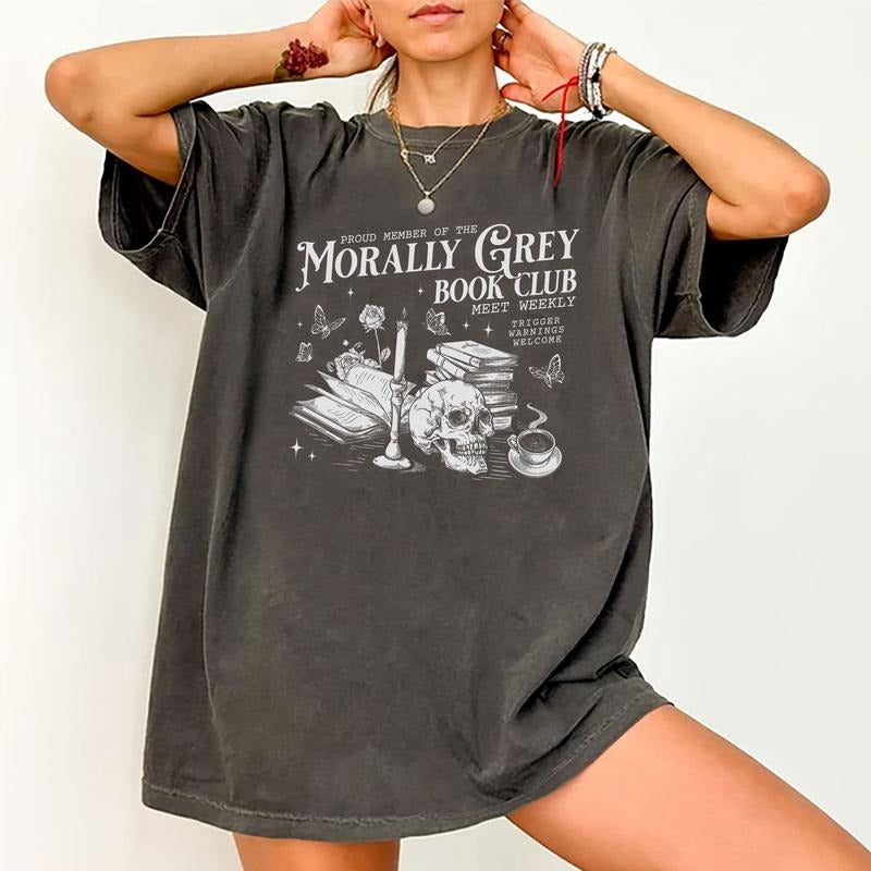 Morally Grey Book Club Shirt, Dark Romance T-shirt, Spicy Book Graphic Printed Tee, Book Lover Shirt, Bookish Tee Hoodie,...