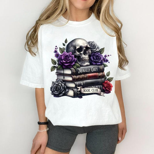 Morally Grey Book Club T-Shirt, Skull Gothic Romance Book Sweatshirt, Dark Romance Hoodie, Smut Merch, Booktok Sweater