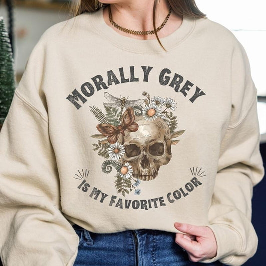 Morally Grey Is My Favorite Color Sweatshirt, Trendy Dark Romance Reader Book Club Hoodie, Smut Spicy Bookish Booktok...
