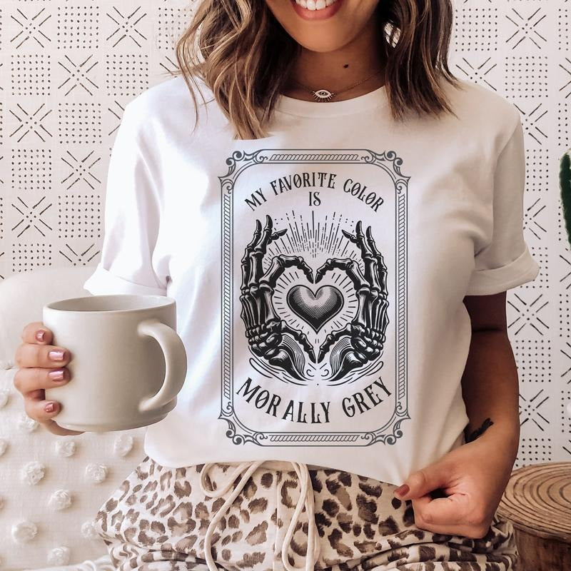 Morally Grey shirt, favorite color, spicy reader tshirt, Funny Reading gift, bookish merch, Fictional Men tee, book club...