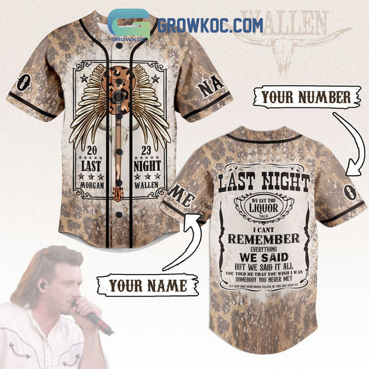 Morgan Wallen 2023 Last Night Personalized Baseball Jersey