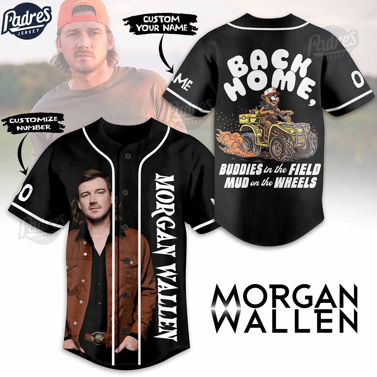 Morgan Wallen Back Home Custom Baseball Jersey - Padres Jersey Oasis: Elevate Your Baseball Style Game... (Image 1)