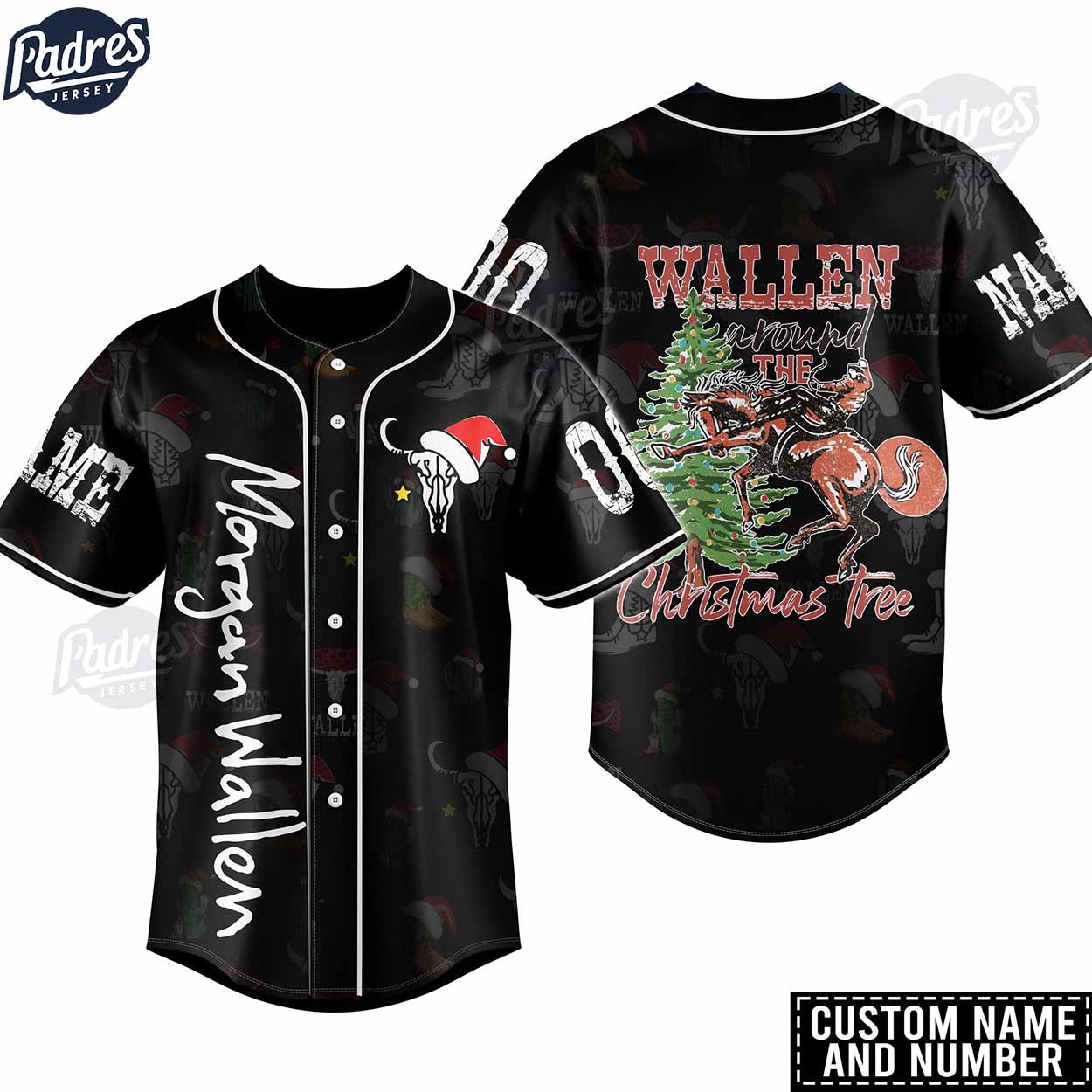 Morgan Wallen Christmas Tree Custom Baseball Jersey - Padres Jersey Oasis: Elevate Your Baseball Style Game... (Image 1)