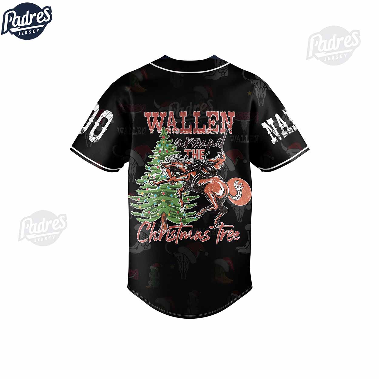 Morgan Wallen Christmas Tree Custom Baseball Jersey - Padres Jersey Oasis: Elevate Your Baseball Style Game... (Image 3)