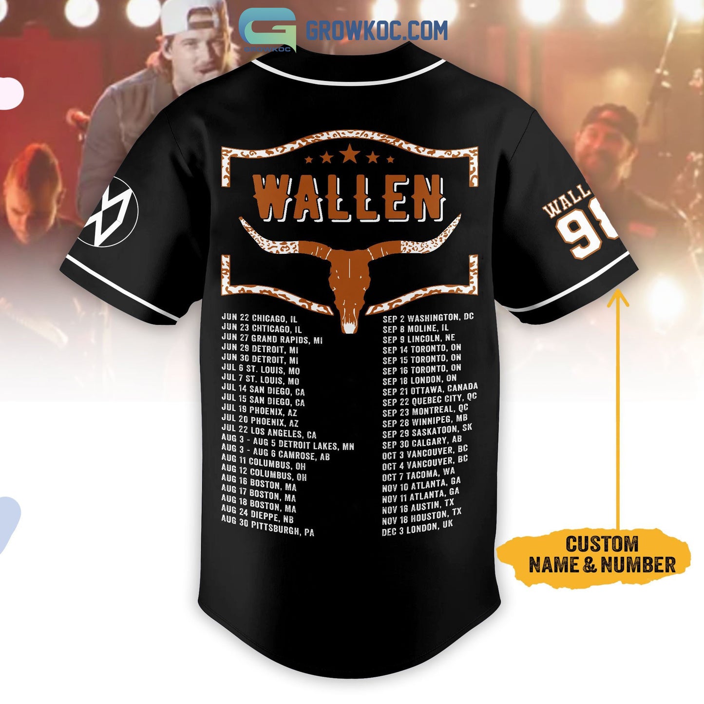 Morgan Wallen Cover Me Up World Tour 2023 Personalized Baseball Jersey
