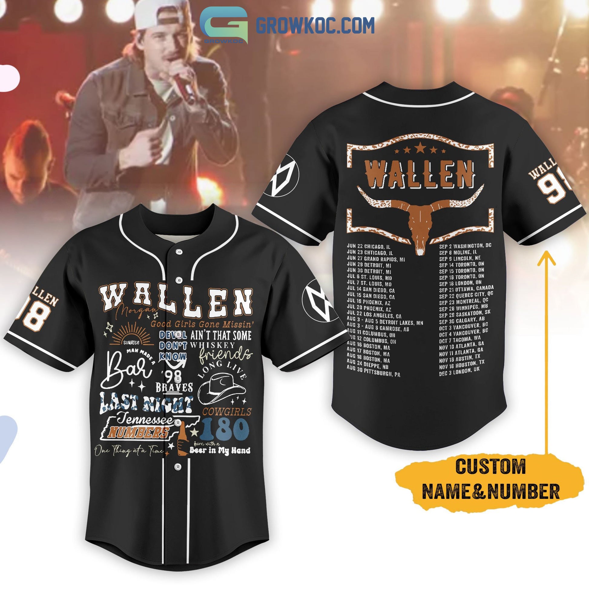 Morgan Wallen Good Girls Gone Missin Personalized Baseball Jersey