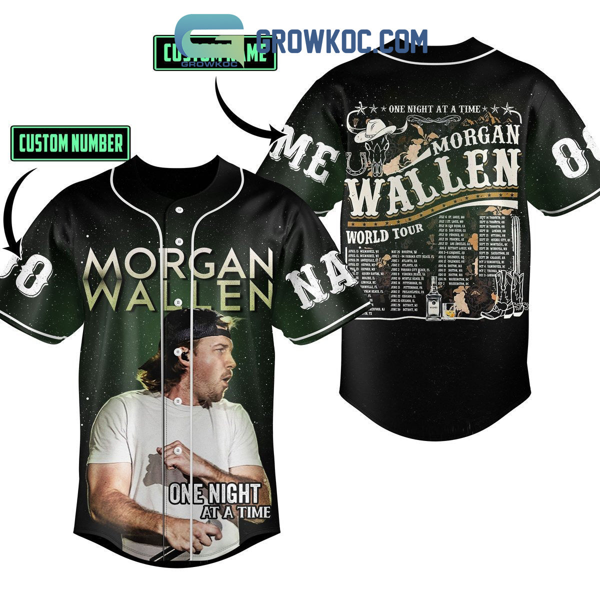 Morgan Wallen One Night At A Time World Tour Personalized Baseball Jersey