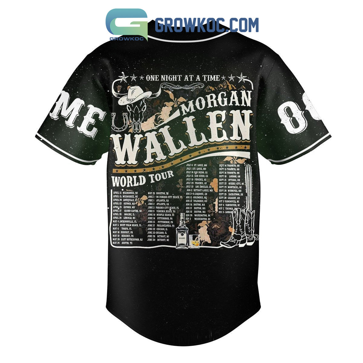 Morgan Wallen One Night At A Time World Tour Personalized Baseball Jersey