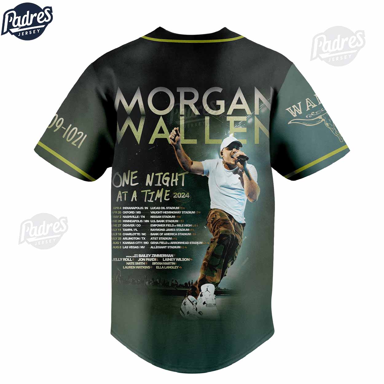 Morgan Wallen One Night At Time Tour 2024 Custom Baseball Jersey Gift - Padres Jersey Oasis: Elevate Your... (Image 2)