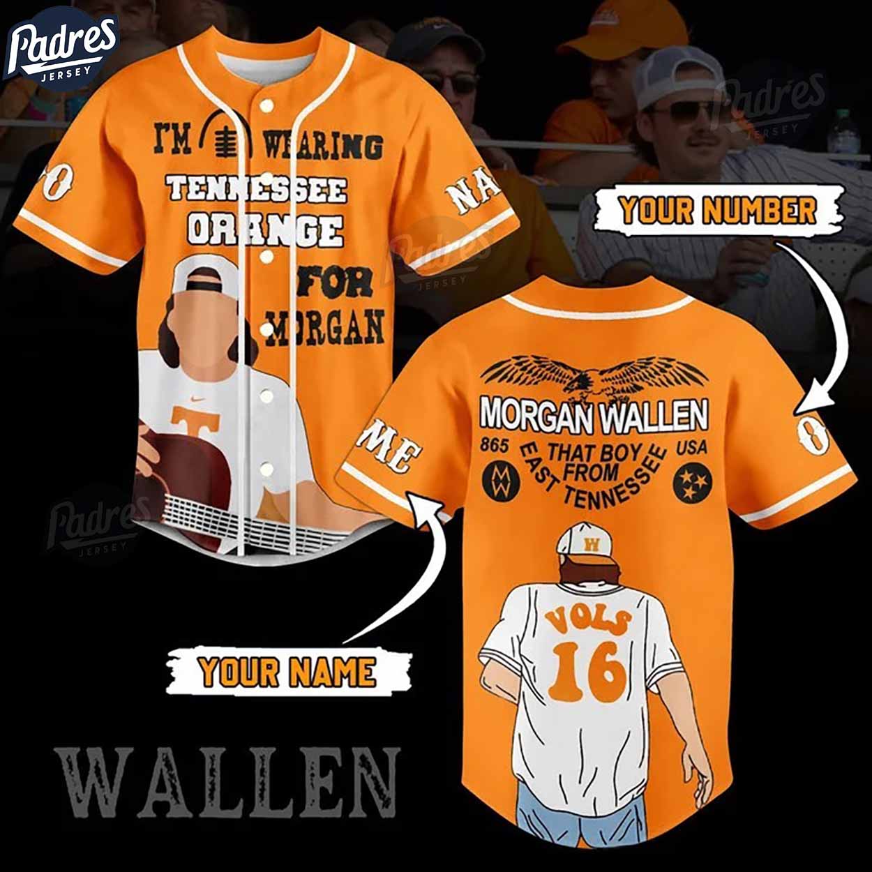 Morgan Wallen Tennessee Volunteers Baseball Jersey Style - Padres Jersey Oasis: Elevate Your Baseball Style... (Image 1)