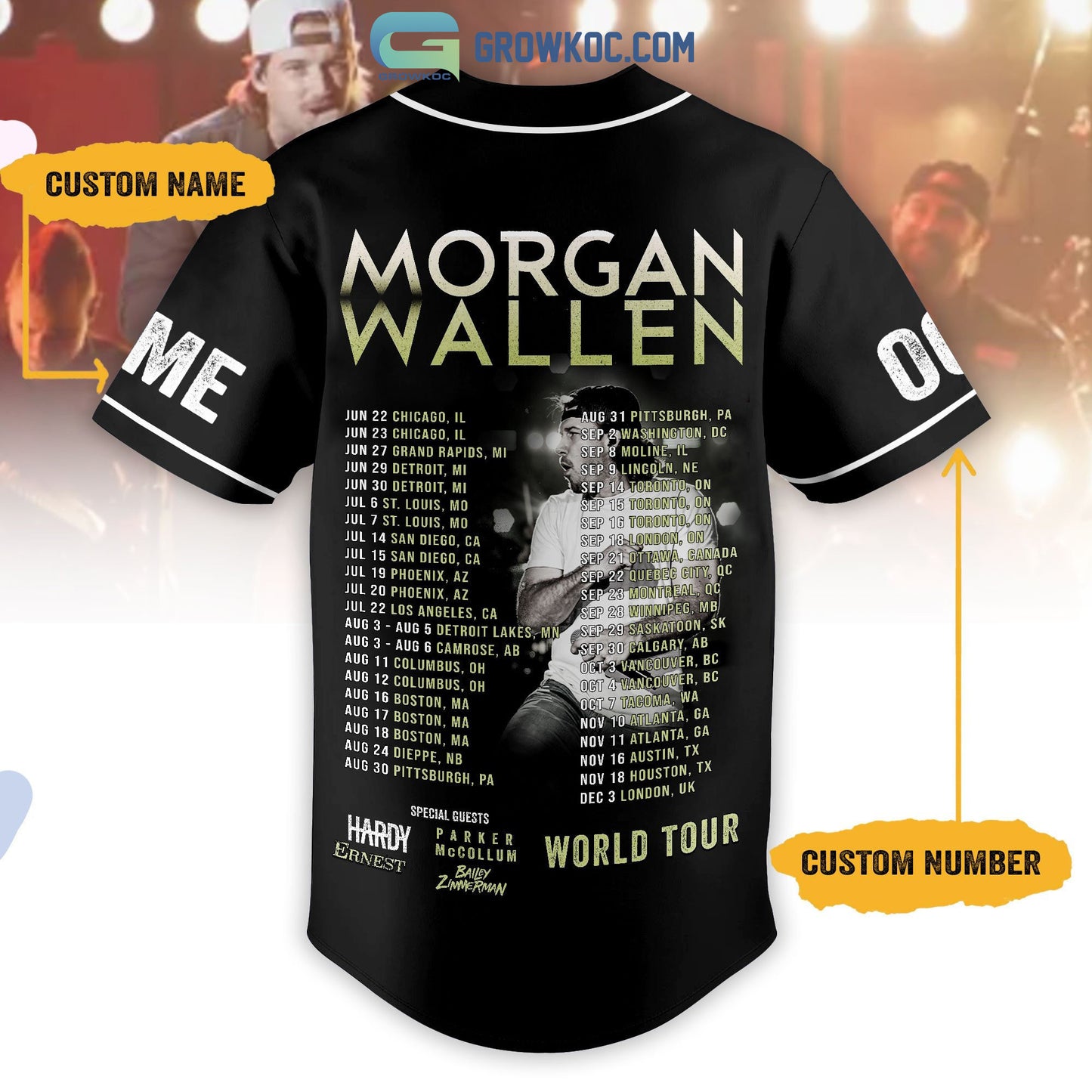 Morgan Wallen World Tour Hardy Ernest Personalized Baseball Jersey
