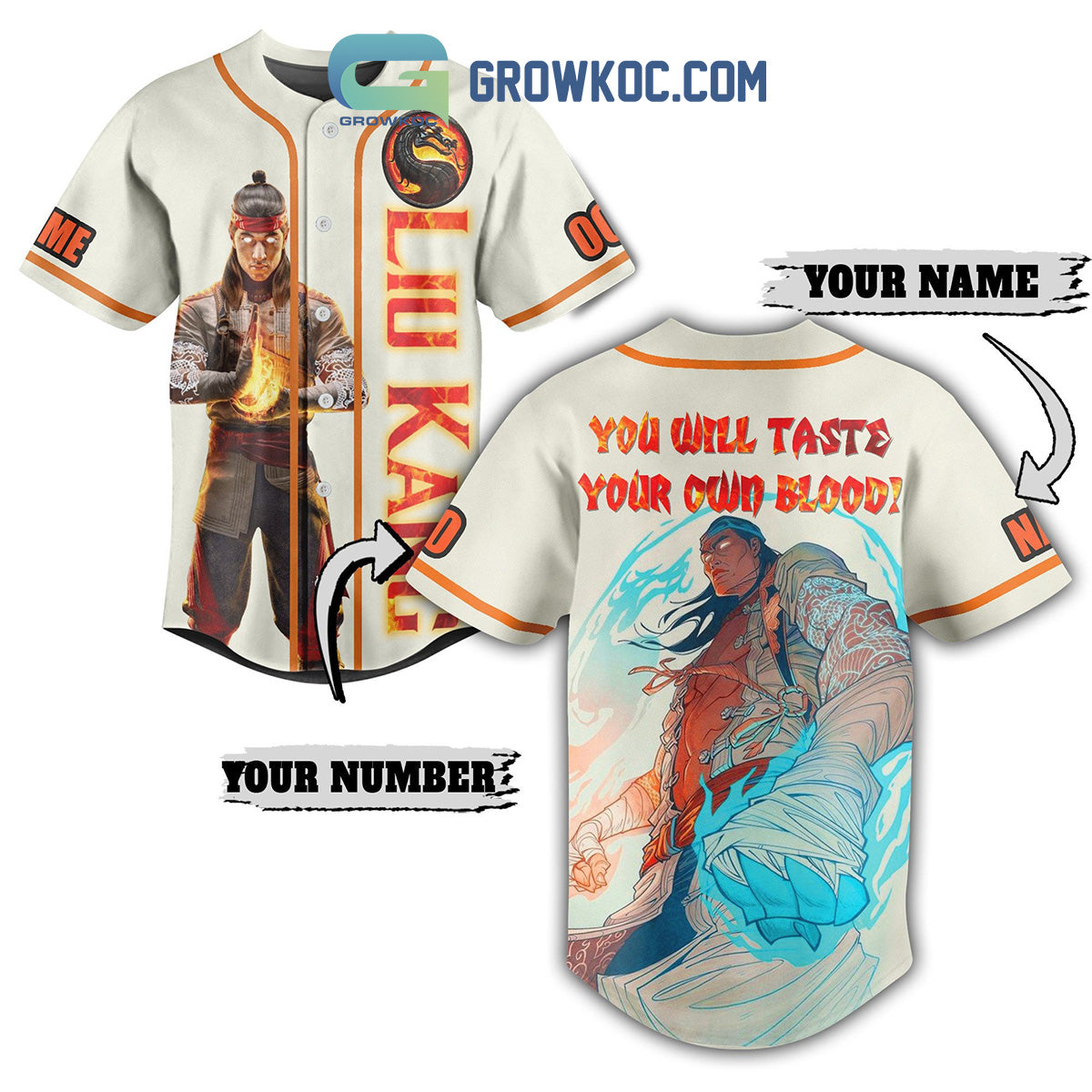 Mortal Kombat Liu Kang You Will Taste Your Own Blood Personalized Baseball Jersey
