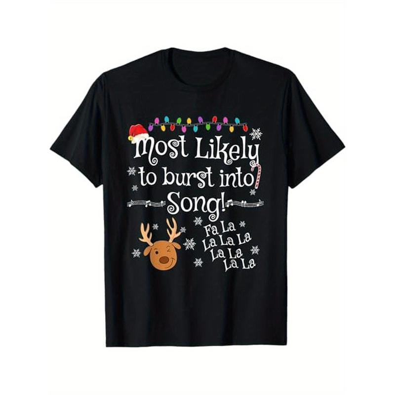 Most Likely To Burst Into Song Fa La La La Funny Christmas T-Shirt, 100% Cotton, Gift for Men Women Dad Mom Friends,...