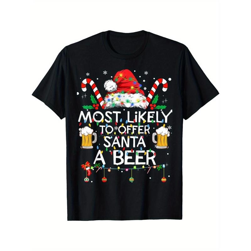 Most Likely To Offer Santa A Beer Funny Christmas Drinking men's T-Shirt made in usa Hoodie, Sweatshirt | WearSparks.com