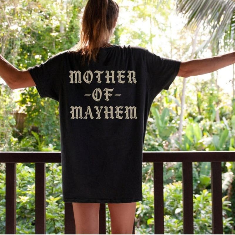 Mother Of Mayhem T-Shirt, Cool Mom Gift, Mama of Girl Gift, Mom of boy Tee, Grunge Alternative Punk Rocker Wife, Wild...