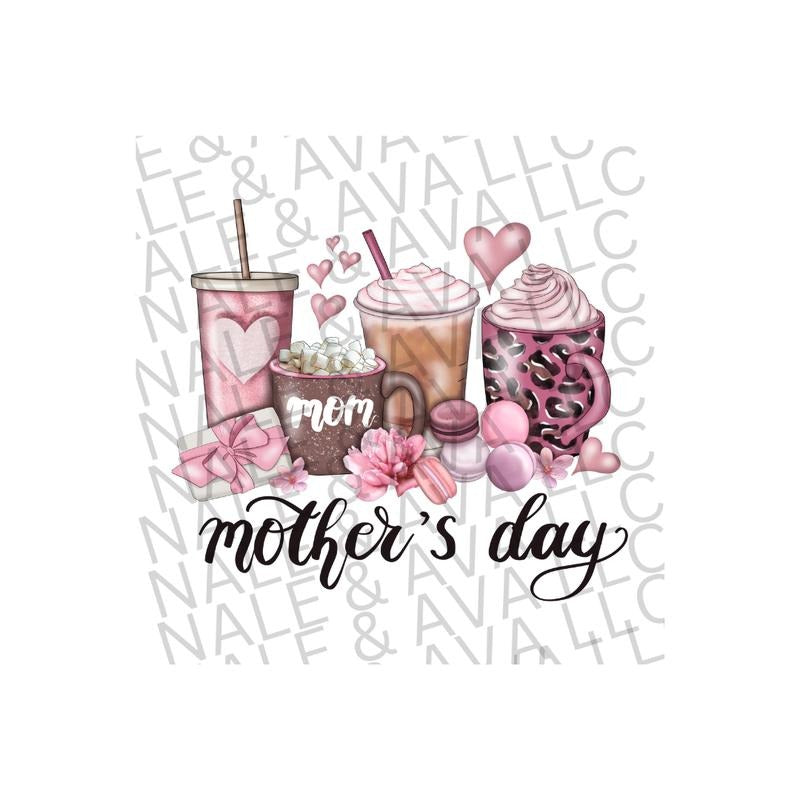 Mother's Day Cups DTF Transfer T-Shirts, Hoodie, Sweatshirt | WearSparks.com