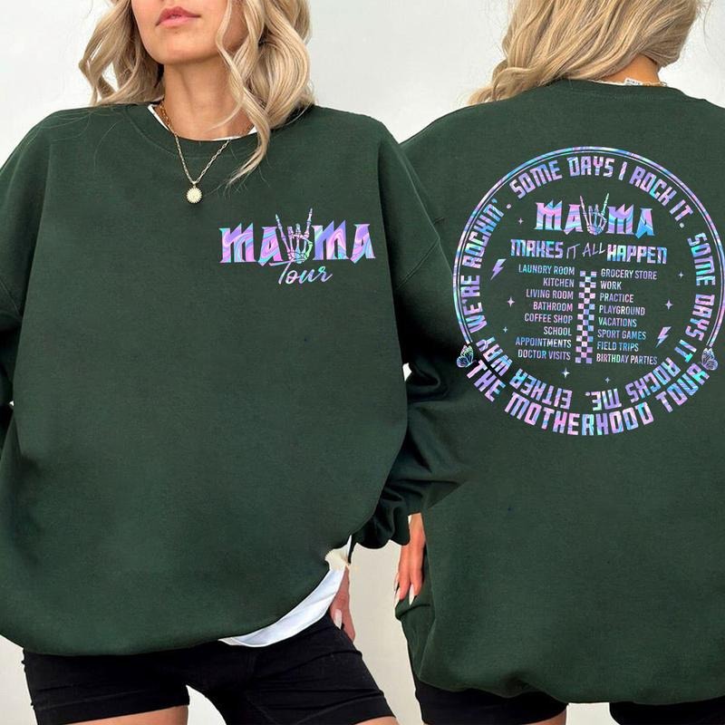 Motherhood 2 Sides Shirt, Some Days I Rock It Shirt, Mama Tour Shirt, Mother's Day Shirt, Skeleton Mama Shirt Hoodie,...