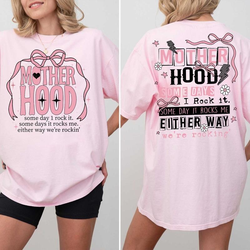 Motherhood Coquette Bow Shirt, Retro Mother hood Shirt, Funny Mom Sarcastic Mama Shirt, Mother's Day Shirt, Blessed Mom...