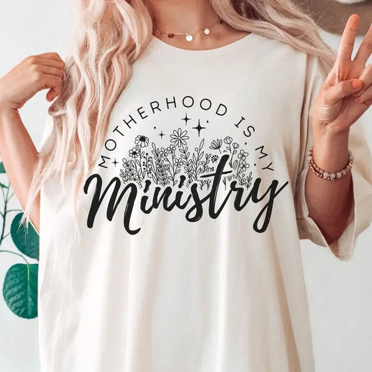 Motherhood Is My Ministry Shirt Svg Boho Christian Mom Sublimation Botanical Bible Affirmation Png Minimalist Floral...