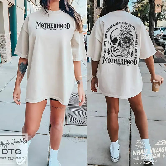 Motherhood Rocker Mom Shirt Some Days I Rock It Skeleton Floral Mama Goth Mom Cool Mom Tee Mother Day Gift New Mom Gift...