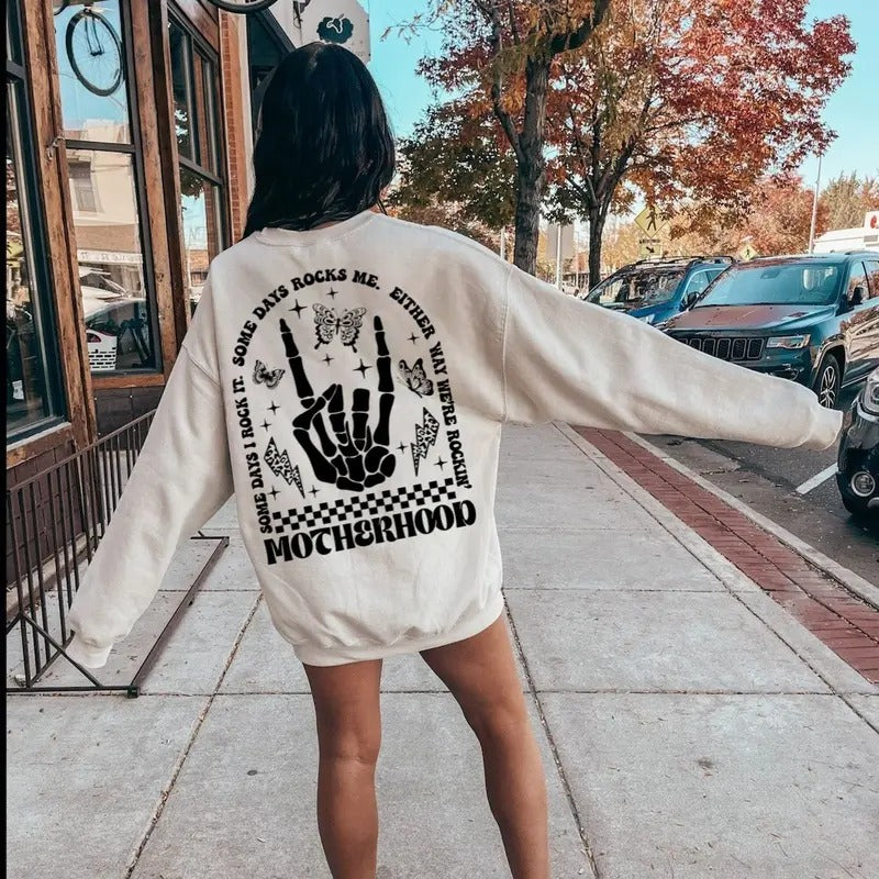 Motherhood Sometimes I Rock It Some Days Rocks Me Sweater, Rock Sweater Gift, Mama Shirt Gift, Mother's Day Sweater Gift,...