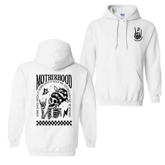 Motherhood Sometimes I Rock It Sometimes It Rocks Me 2 Sided Hoodie T-Shirt Sweatshirt | WearSparks.com