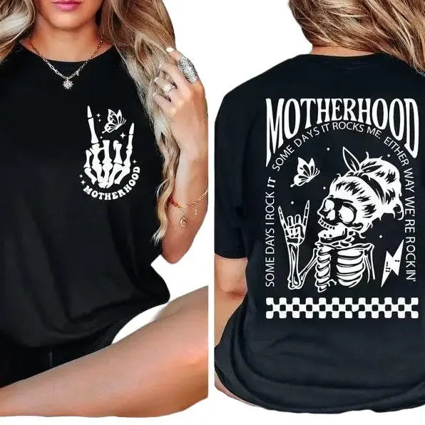 Motherhood Sometimes I Rock It Sometimes It Rocks Me Shirt, Mama Shirt, Mom Shirt, Rocker Mom Gifts Hoodie, Sweatshirt
