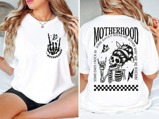 Motherhood Sometimes I Rock It Sometimes It Rocks Me Shirt, Mama Shirt, Mom Shirt, Rocker Mom Gifts, Mothers Day Gift...