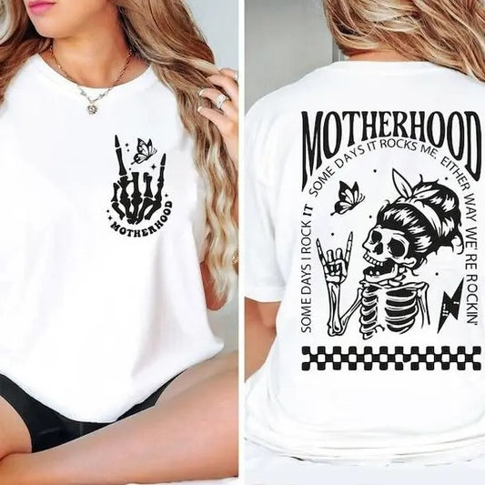 Motherhood Sometimes I Rock It Sometimes It Rocks Me Shirt, Mama Shirt, Mom Shirt, Rocker Mom Gifts, Mothers Day Gift...