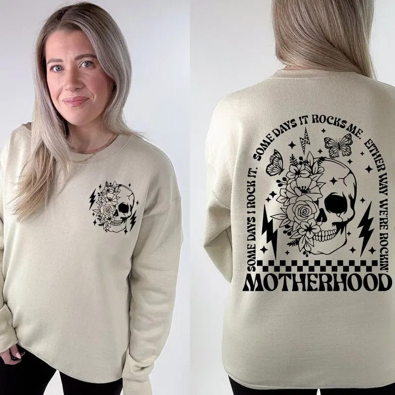 Motherhood Sometimes I Rock It Sweatshirt Rocker Mom Shirt Skull Mom Shirt Trendy Mom T-shirt Funny Mom Gifts Mothers Day...