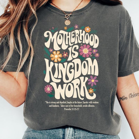 Motherhood is Kingdom Work Shirt, Christian Mom Shirt, Retro Christian Mom T Shirt, Christian Mothers Day Shirt, Bible...