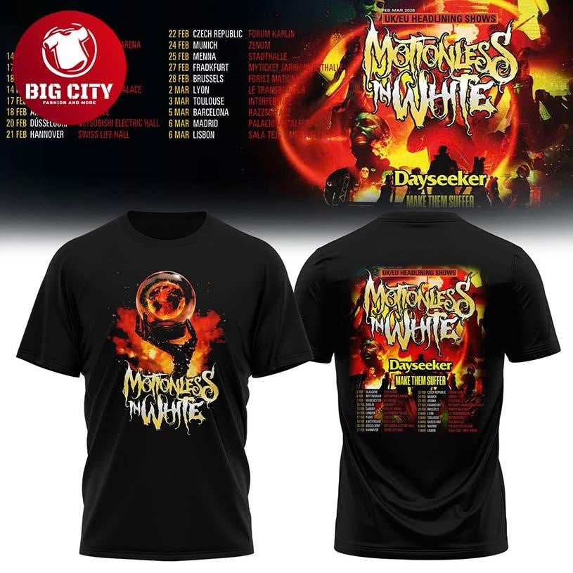 Motionless In White UK&amp;EU Tour 2026 Make Them Suffer Two Sided Shirt