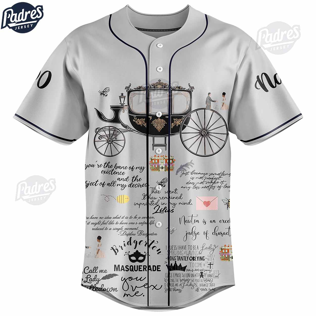 Movie Bridgerton Pall Mall Custom Baseball Jersey - Padres Jersey Oasis: Elevate Your Baseball Style Game... (Image 2)