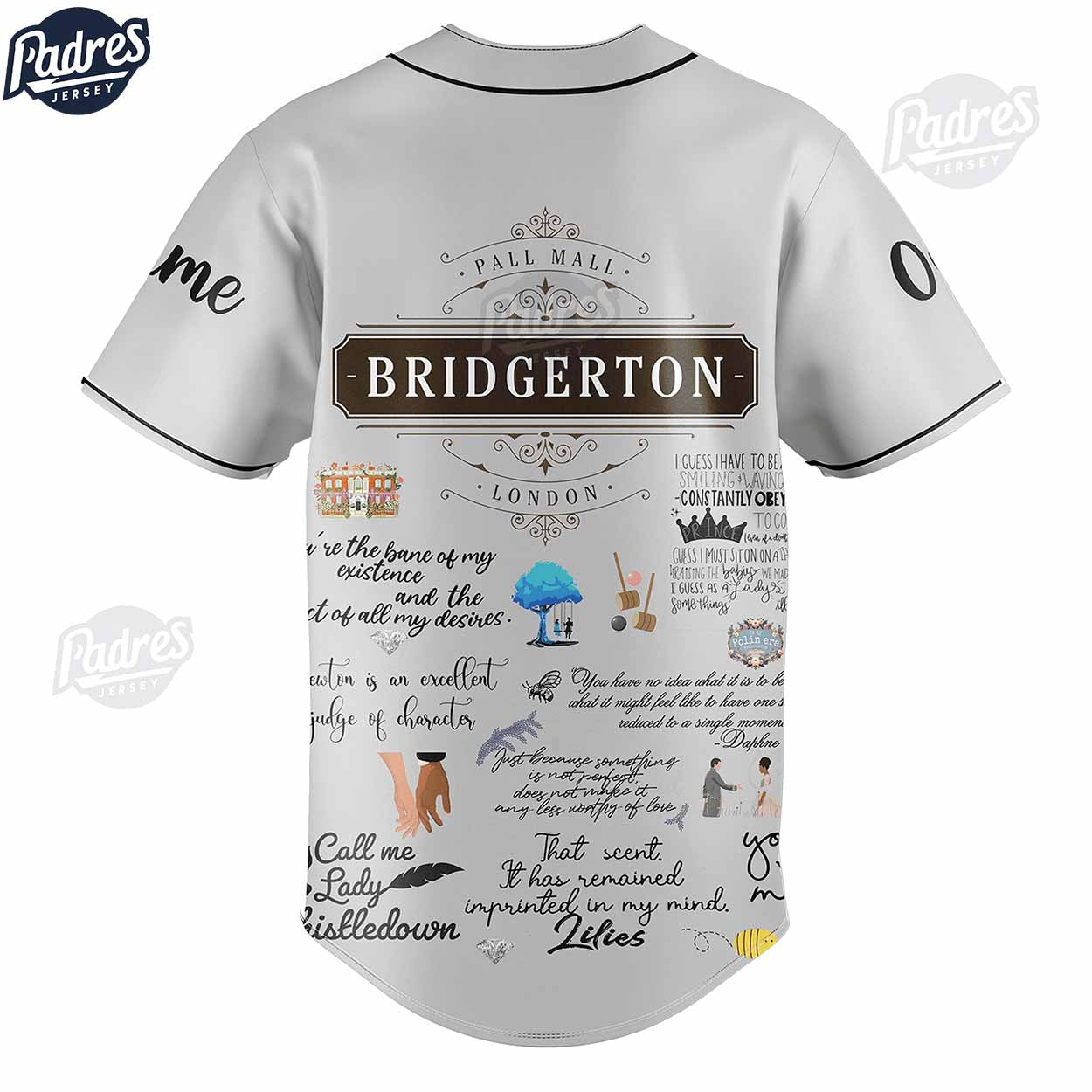Movie Bridgerton Pall Mall Custom Baseball Jersey - Padres Jersey Oasis: Elevate Your Baseball Style Game... (Image 3)