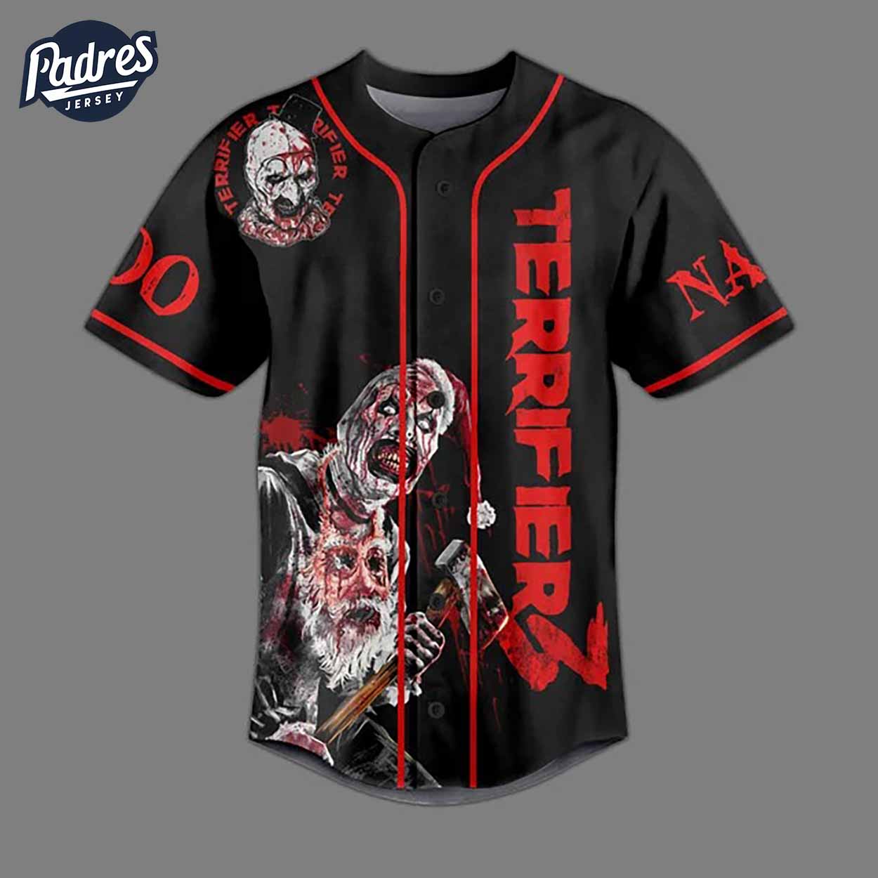 Movie Halloween Terrifier 3 Custom Baseball Jersey - Padres Jersey Oasis: Elevate Your Baseball Style Game... (Image 1)