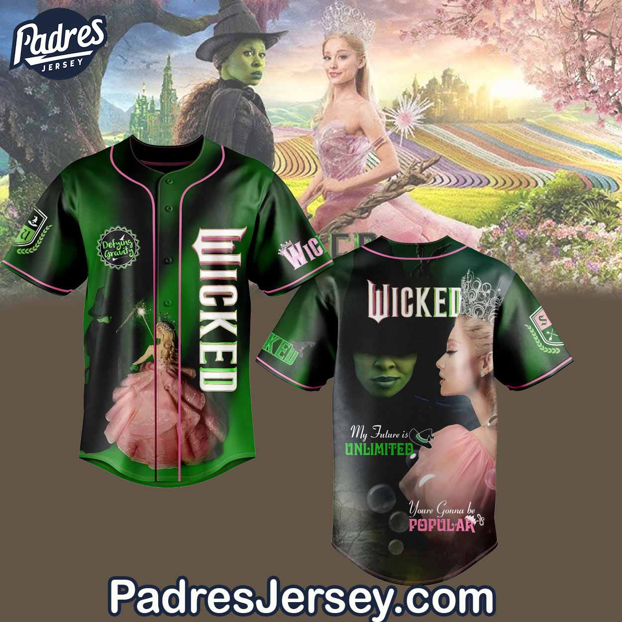 Movie Wicked Musical Fantasy Baseball Jersey Outfit - Padres Jersey Oasis: Elevate Your Baseball Style Game... (Image 1)