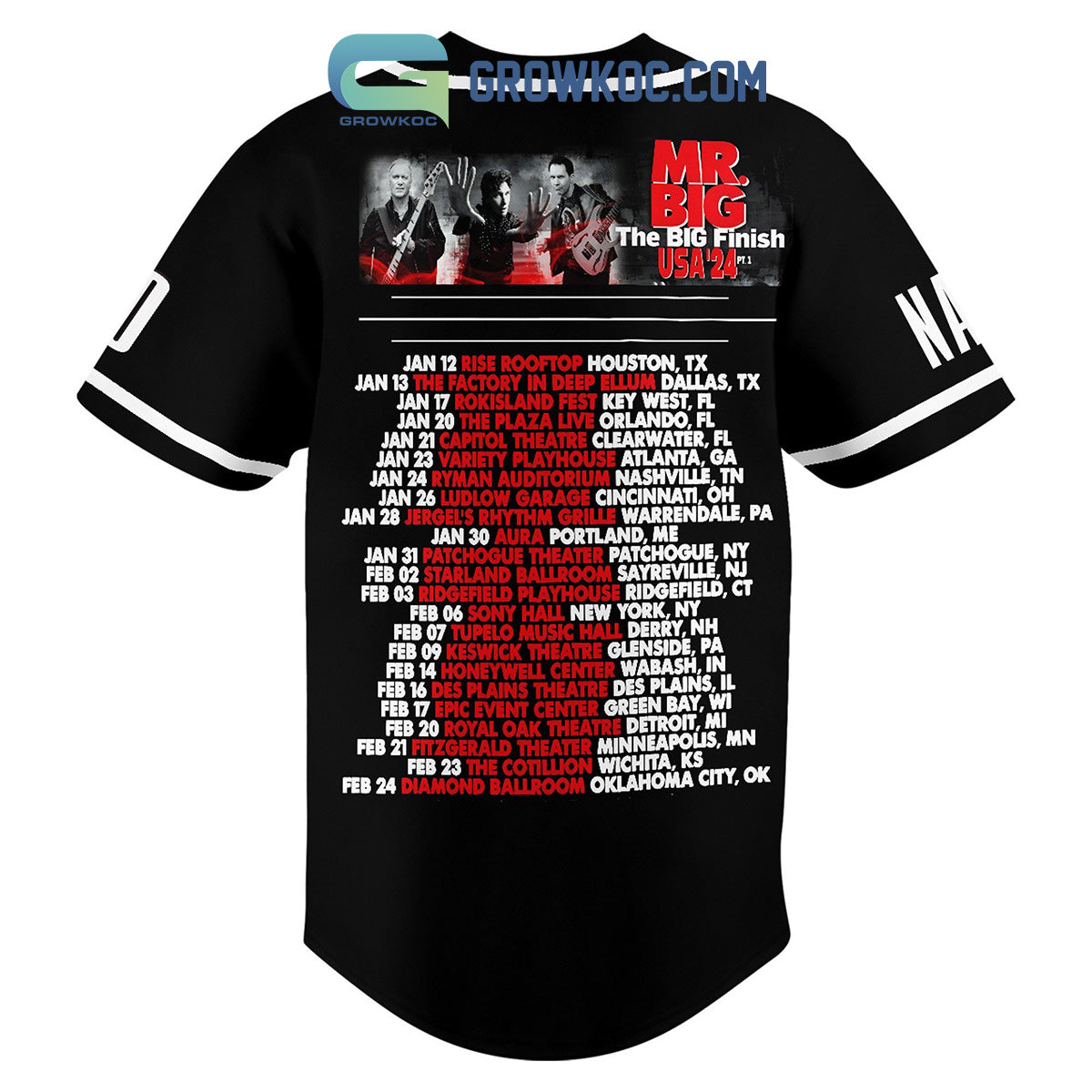 Mr. Big The Big Finish USA 24 Tour Personalized Baseball Jersey