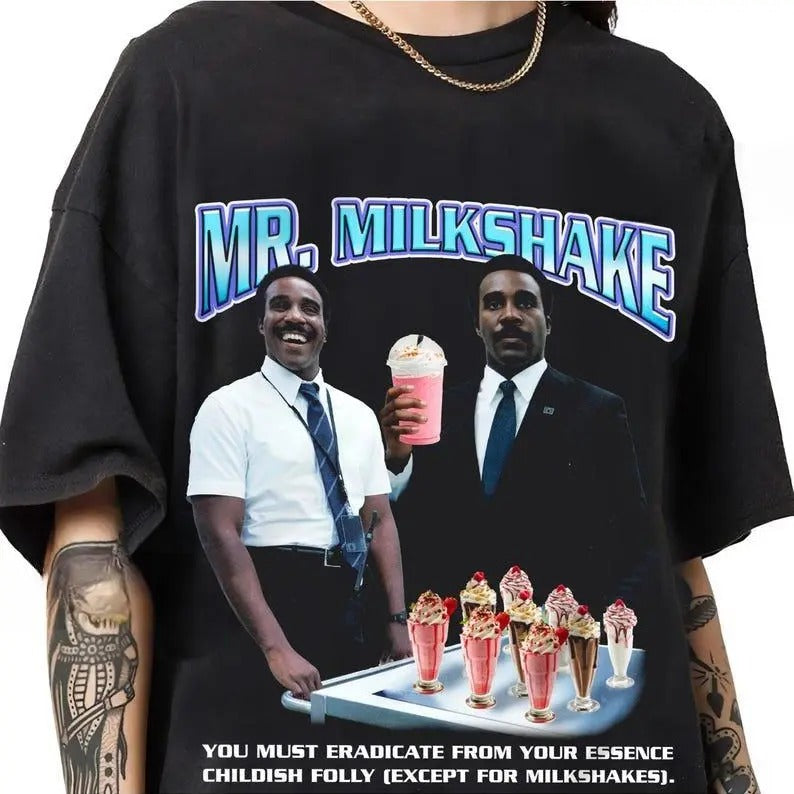 Mr. Milkshake Rap Tee, Mr. Milchick Severance T-Shirt, Classic Retro Graphic Unisex Tee Gift For Men and Women Hoodie,...