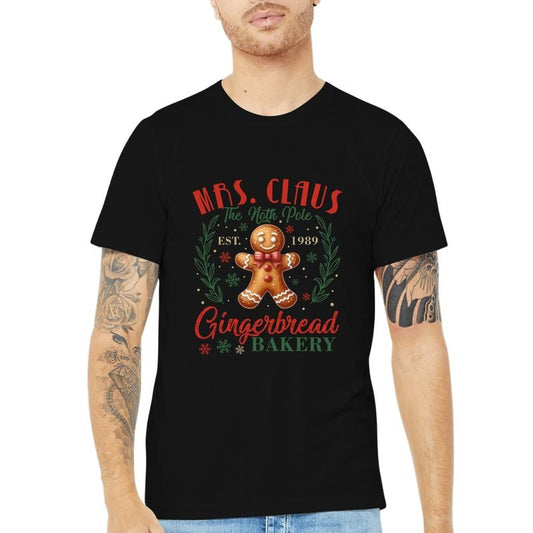 Mrs. Claus' Gingerbread Bakery, Casual Short-sleeved Round Neck T-shirt, Men's Clothing Tops For Daily Activities made in...