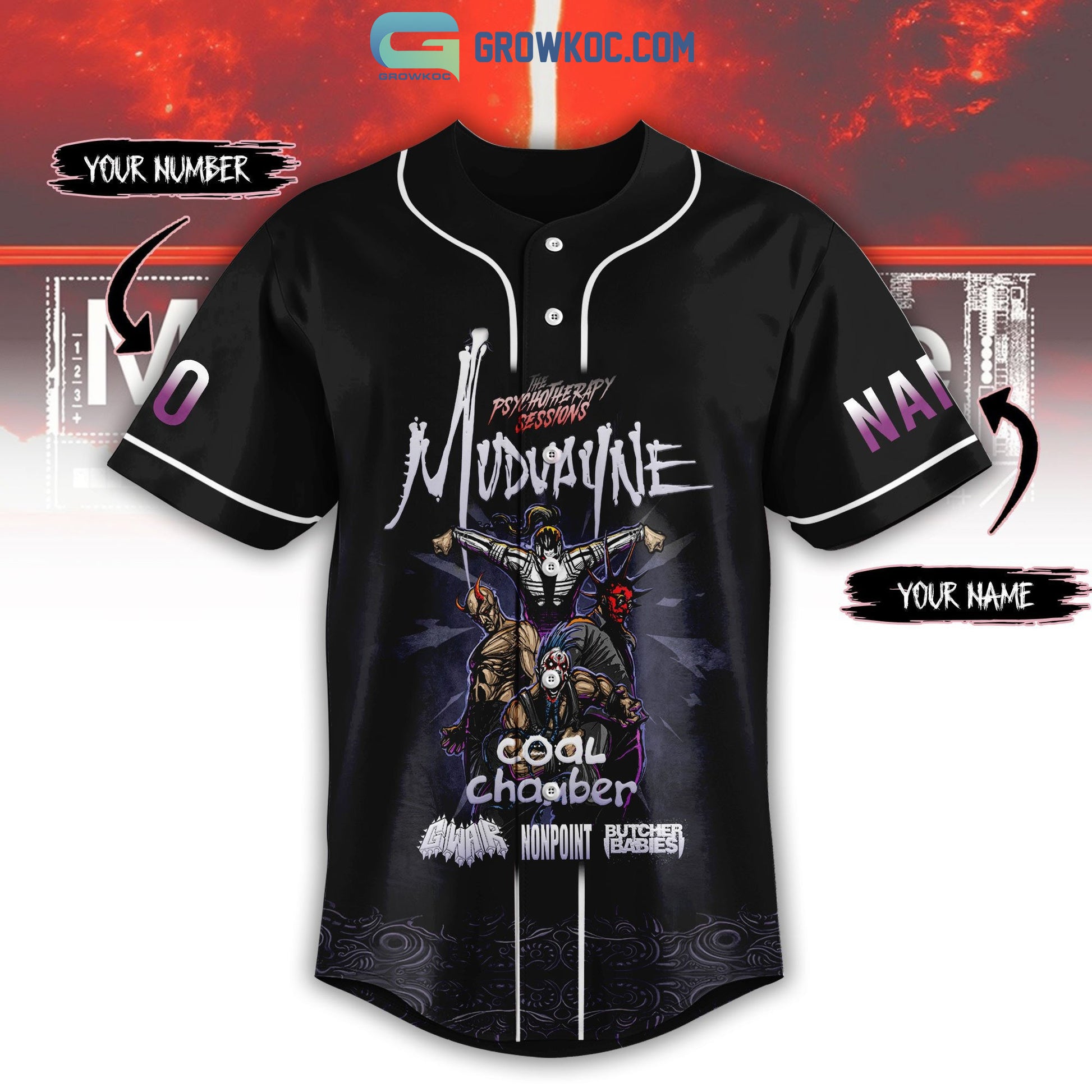 Mudvayne The Psychotherapy Sessions 2023 Tour Personalized Baseball Jersey