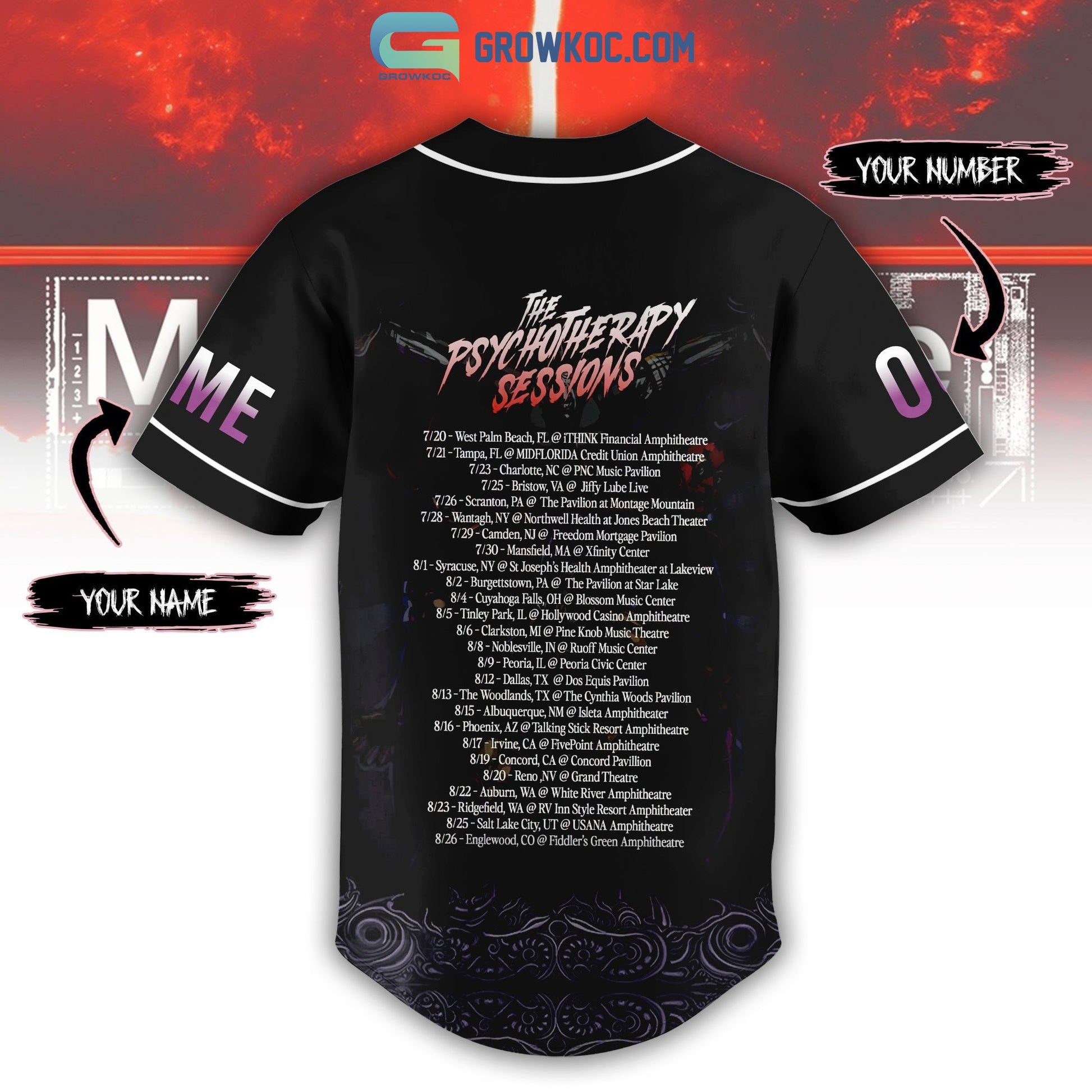 Mudvayne The Psychotherapy Sessions 2023 Tour Personalized Baseball Jersey