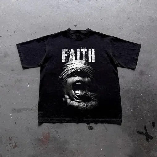 Mummy Faith Graphic Print Cotton T-Shirt, grunge y2k emo scene tapout goth amity affliction style clothes, Unisex T-shirt...