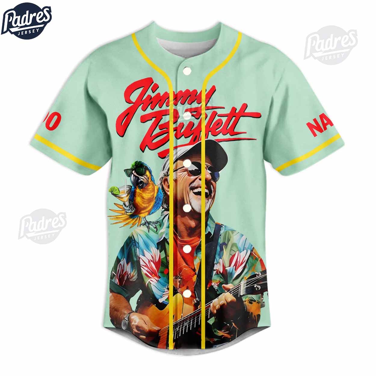 Music Jimmy Buffett Albums Custom Baseball Jersey - Padres Jersey Oasis: Elevate Your Baseball Style Game... (Image 2)