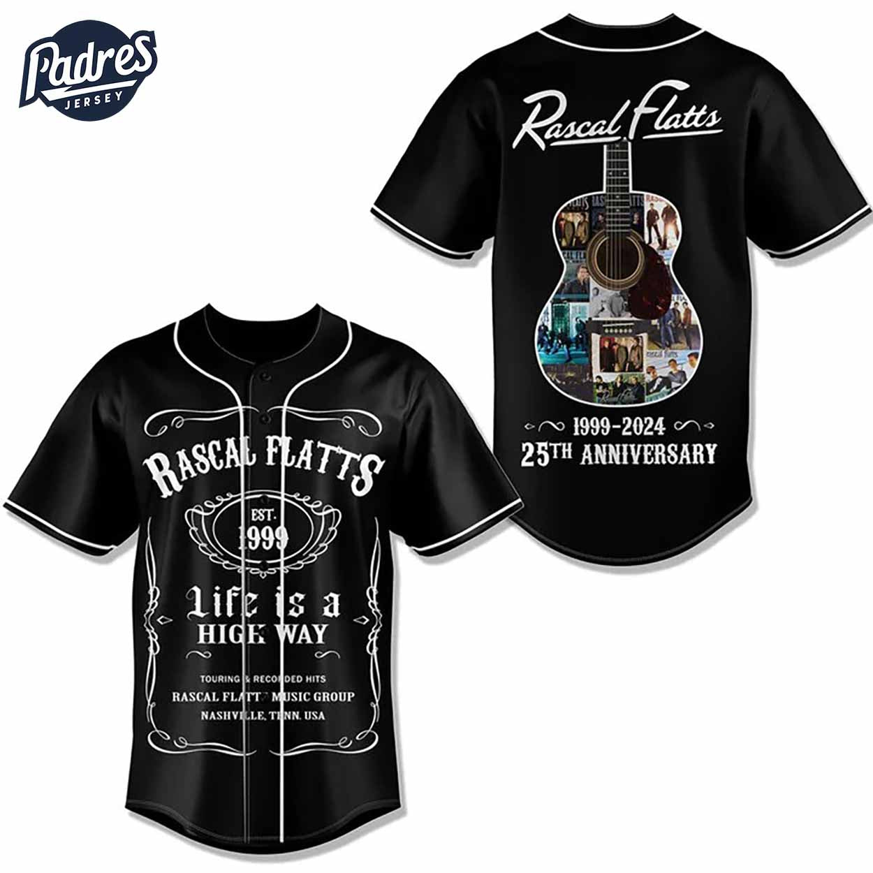 Music Rascal Flatts Baseball Jersey 1999-2024 25th Anniversary - Padres Jersey Oasis: Elevate Your Baseball... (Image 1)